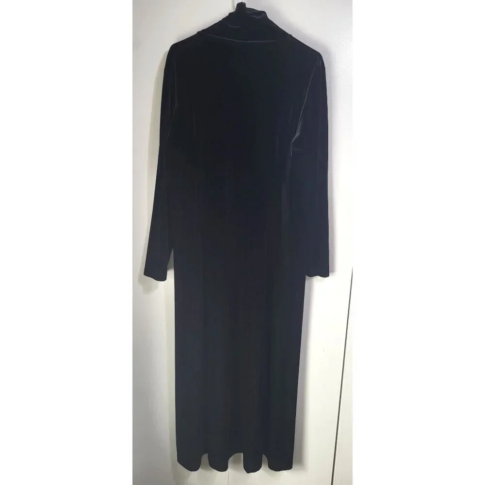 Vintage High Neck Women's Black Velvet Maxi Dress Witchy Goth y2k No Size - Picture 2 of 8